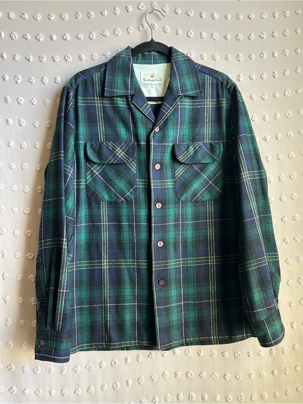 Highland Wool’s Vintage Men’s Long Sleeve Button Up Flannel Single Needle Sz M